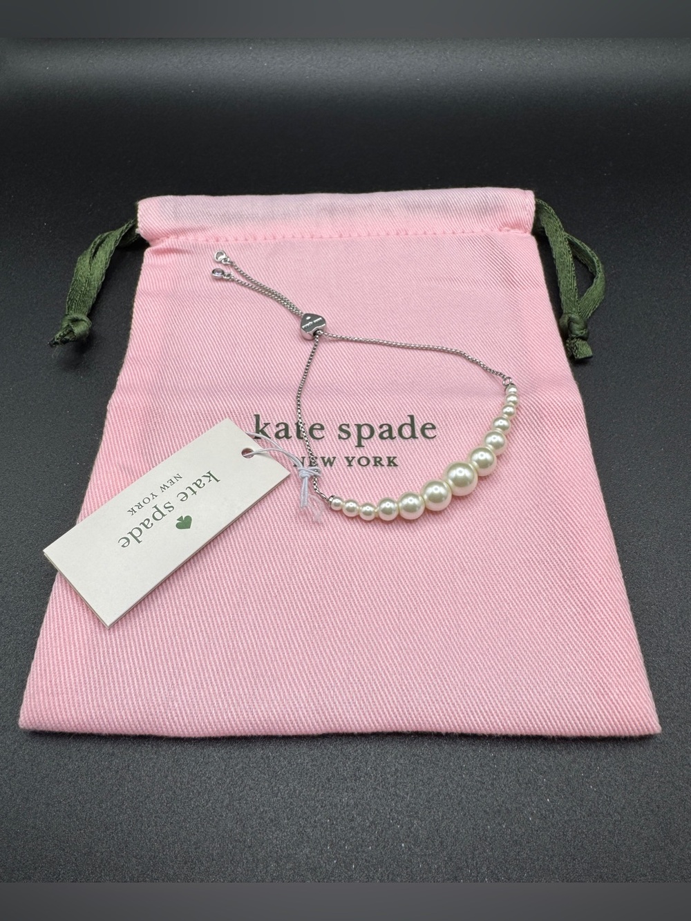 Kate Spade New York Cream Graduated Faux Pearl Slider Bracelet NWT